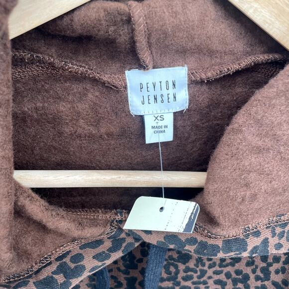 EVEREVE NWT Peyton Jensen Brown Leopard Print Erin Tunic Hooded Sweatshirt // XS - Picture 6 of 10